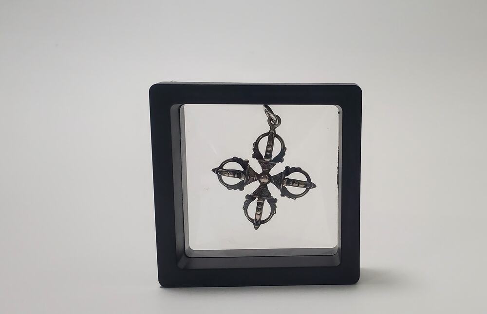 Sterling Silver 925 Tibetan Buddhist Double Vajra Dorje Amulet Pendant